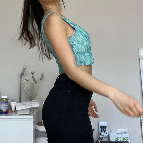 Boohoo Green Mesh Corset Top - Picture 7 of 14